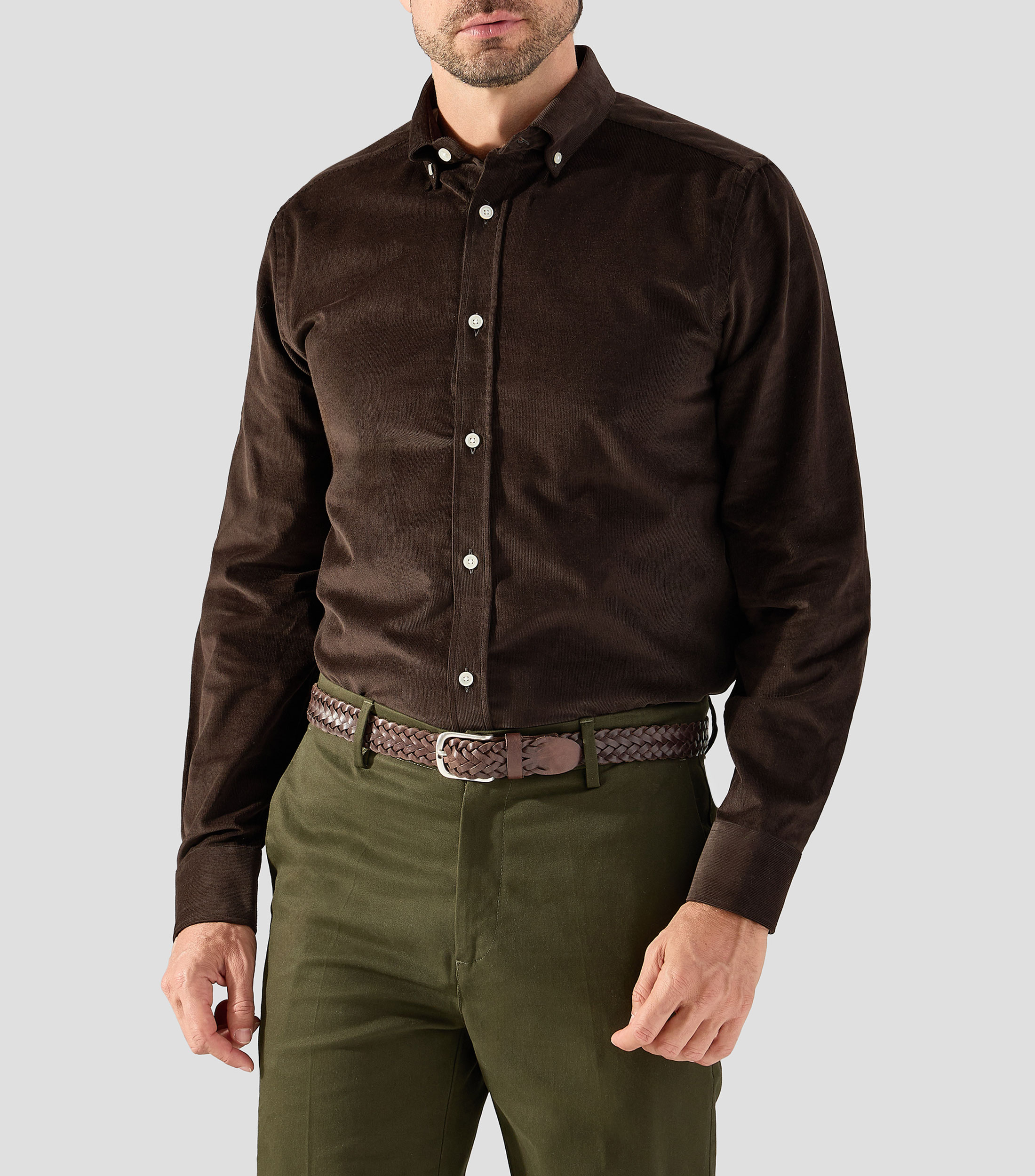 Camisa lisa manga larga Hombre